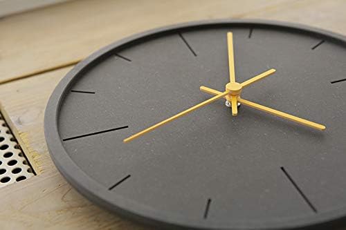 Stephanie Imports Modern Minimalist Dark Concrete Silent Wall Clock (Yellow Hands)-Ruum Studio Home