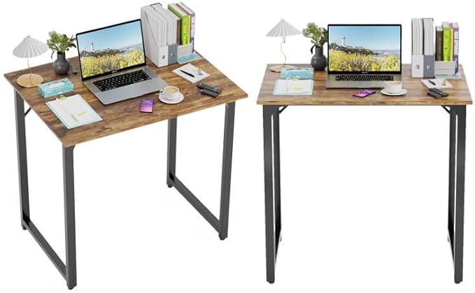 PayLessHere | 32 Inch Computer Desk | Brown | Office Desk with Metal Frame, Adjustable Feet | Water-Resistant, Scratchproof Surface | Sturdy Writing Table for Home Office or Study | Pack of 2-Ruum Studio Home