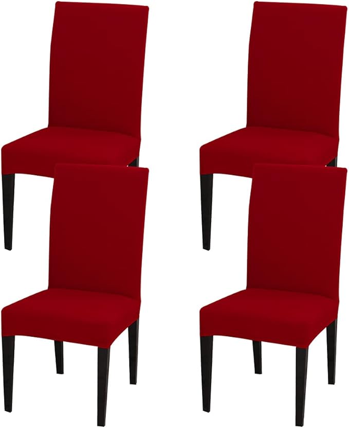 JQinHome 4 Pcs Dining Chair Slipcover, High Stretch Removable Washable Chair Seat Protector Cover for Home Party Hotel Wedding Ceremony-Ruum Studio Home