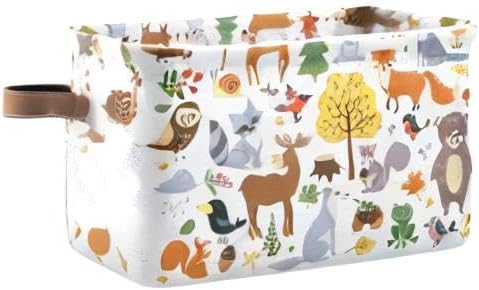 Storage Basket Bin Cute Woodland Animals Organizer Collapsible Shelf Basket Cube with Handle for Nursery Bedroom Bathroom-Ruum Studio Home