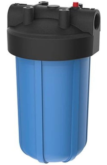 Pentair Pentek 150237 Big Blue Filter Housing, 1" NPT #10 Whole House Heavy Duty Water Filter Housing with High-Flow Polypropylene (HFPP) Cap and Pressure Relief Button, 10-Inch, Black/Blue-Ruum Studio Home