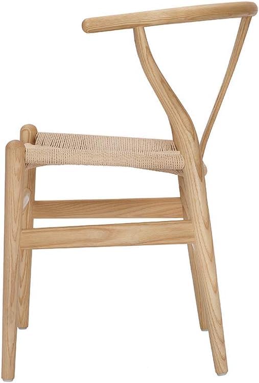 Tomile Solid Wood Wishbone Chair Y Chair Mid-Century Armrest Dining Chair, Hemp Seat (Ash Wood - Natural Wood Color)-Ruum Studio Home