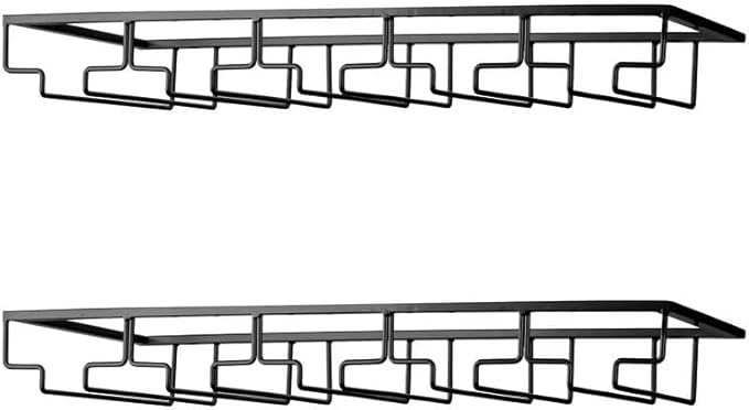 Wine Glass Rack - Under Cabinet Stemware Wine Glass Holder Glasses Storage Hanger 2 Pack Metal Organizer for Bar Kitchen 5 Rows Black-Ruum Studio Home