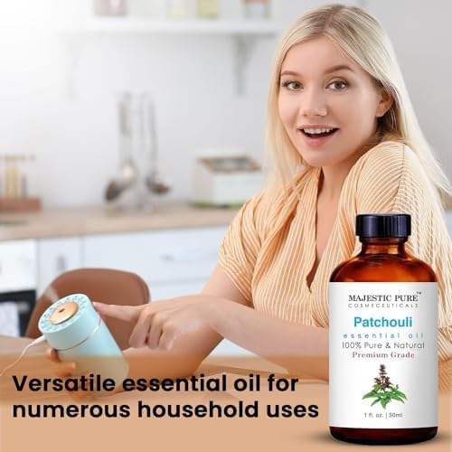 Majestic Pure Patchouli Essential Oil with Glass Dropper - 1 Fl Oz - 100% Pure and Natural Patchouli Oil - Premium Grade Essential Oils for Diffuser, Aromatherapy, Soap and Candle Making-Ruum Studio Home
