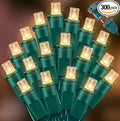 Warm White Wide Angle LED String Lights, 64.8 Ft 300 Count, Pack of 3 Strands 21.9 Ft 100 Lights UL Certified Commercial Grade Green Wire 5mm Holiday String Light-Ruum Studio Home