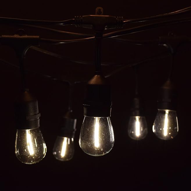 Hometown Evolution, Inc. 100 Foot E26 LED Outdoor Commercial String Lights with 50 Suspended Sockets and S14 LED Filament 1 Watt Bulbs-Ruum Studio Home