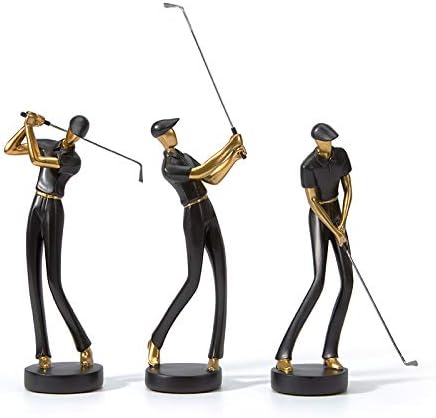 HAUCOZE Golf Figurine Statue Golfer Decoration Arts Home Decor Sculpture Polyresin Black 9.6 inch-Ruum Studio Home