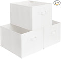 StorageWorks Storage Baskets for Shelves, Foldable Fabric Closet Storage Bins with Handles, Fabric Storage Bins Clothes Organizer, White, 3-Pack, Extra Large-Ruum Studio Home