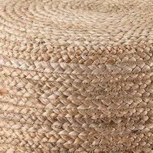 Jute Pouf Ottoman | Footrest Pouf | Hand Braided - Round Boho Pouffe - for Living Room, Bedroom, Nursery (18"x18"x12") Ivory-Ruum Studio Home