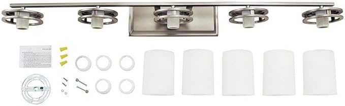 Kichler Hendrik 43" 5 Light Vanity Light with Light Umber Etched Glass Olde Bronze®-Ruum Studio Home
