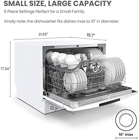 COMFEE’ Portable Mini Dishwasher, Energy Star, Countertop, 6 Place Settings, with 8 Washing Programs, Speed, Baby-Care, ECO& Glass, Dish Washer for Dorm, RV& Apartment, White-Ruum Studio Home