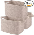 OIAHOMY Storage Basket, Woven Baskets for Storage, Cotton Rope Basket for toys,Towel Baskets for Bathroom - Pack of 3, Pure Brown-Ruum Studio Home
