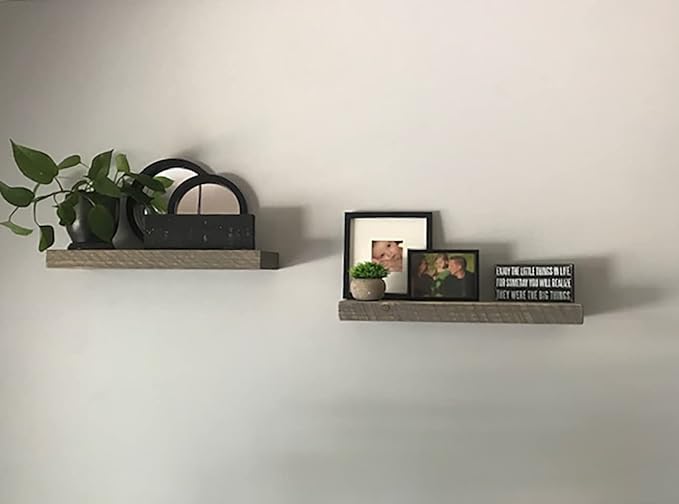 joelsantiques 18 Inch Wooden Floating Shelves for Wall - 18x6x2 in - Made of Natural Wood - Short Heavy Duty Rustic Wall Shelves for Bedroom - Perfect for Bathroom, Kitchen - Grey-Ruum Studio Home