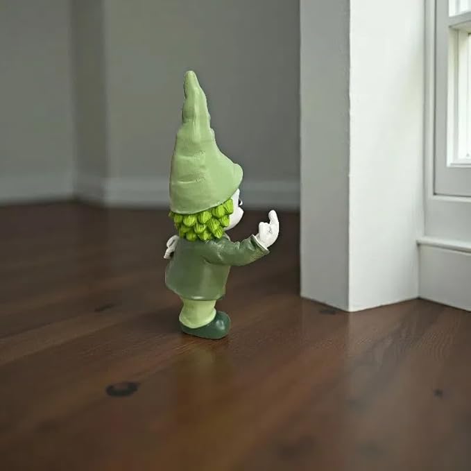 Halloween Decor Funny Garden Gnomes, Middle Fidget Gnome Statue Horror Movie Gnome Creepy Outdoor Decor for Haunted House Lawn Table Decoration (5.5in, Green)-Ruum Studio Home