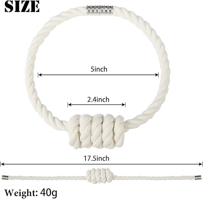 Fenghuangwu 2Pack Magnetic Curtain Tiebacks – Bohemian Style Handmade Woven Tie-Backs for Drapes,Elegant Exquisite Knot Holdbacks,Outdoor Boho & Modern Home Decor-Cotton-Ruum Studio Home
