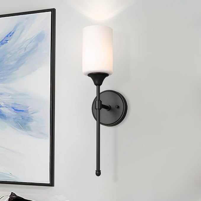 XiNBEi Lighting Wall Sconce, Bathroom Vanity Light with Glass, Wall Fixture Matte Black Finish for Bathroom XB-W1216-MBK-Ruum Studio Home