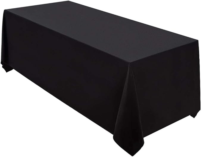 Surmente Black Tablecloth 90 x 156-inch Rectangular Polyester Table Cloth for Weddings, Banquets, or Restaurants-Ruum Studio Home