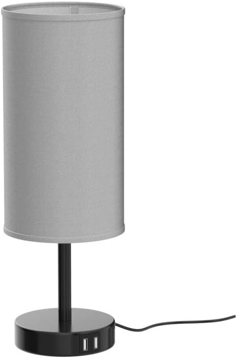Yarra-Decor Bedside Lamp with USB Port - Touch Control Table Lamp for Bedroom 3 Way Dimmable Nightstand Lamp with Round Grey Fabric Shade for Living Room, Dorm, Home Office (LED Bulb Included)-Ruum Studio Home