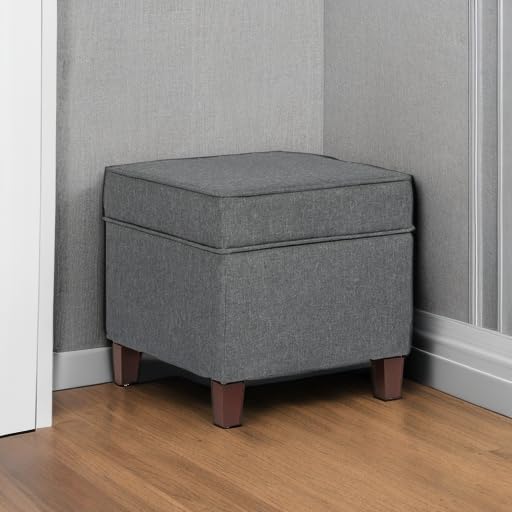 Adeco Chest and Footrest-Square Seat Storage Bench Ottoman, Gray-Ruum Studio Home