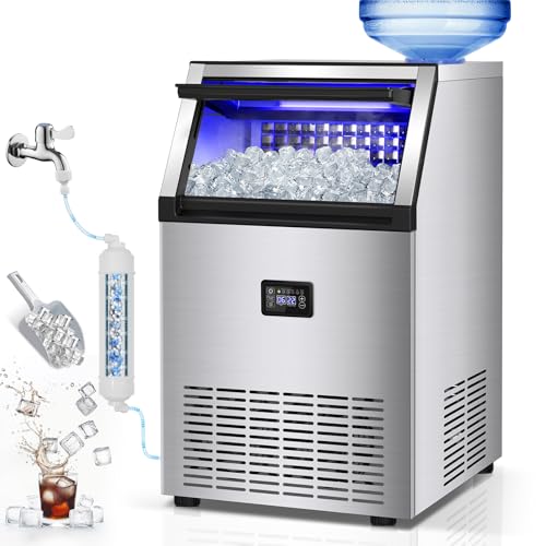 Commercial Ice Maker Machine, 175Lbs/24H with 45Lbs Storage, 55Pcs Clear Ice Cubes in 8-15Mins, Freestanding Stainless Steel Ice Machine for Home, Bar, Party, Office - Fast Ice Making & Easy to Clean-Ruum Studio Home