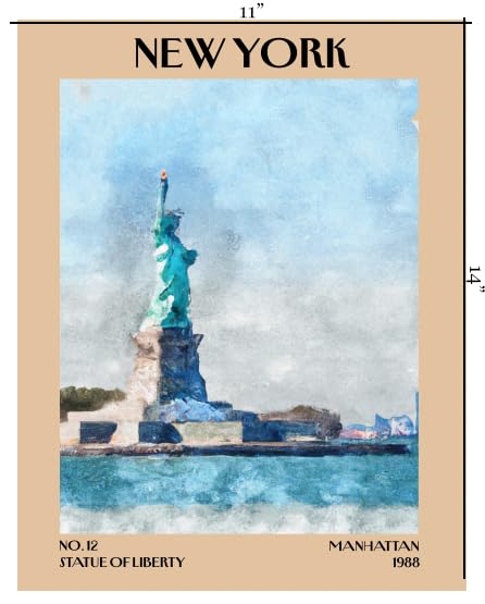 Retro Vintage New York Wall Art Print - 11x14 Unframed Poster - New York City Souvenirs, Cute Trendy Colorful Wall Decor (Statue of Liberty, 11x14")-Ruum Studio Home