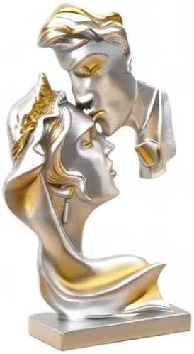 Couples Kiss Sculpture,Abstract Art Couple Sculpture Home Furnishing Resin Statue Decoration Romantic Statue Used for Home Decoration, Wedding, Gift.Silver-Ruum Studio Home
