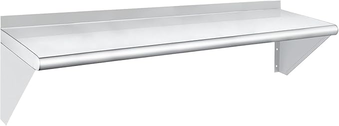 HARDURA Stainless Steel Shelf 18" x 60", 450lb Commercial Shelves Wall Mount Metal Shelving with Backsplash and Brackets for Kitchen, Restaurant, Laundry Room and Home-Ruum Studio Home
