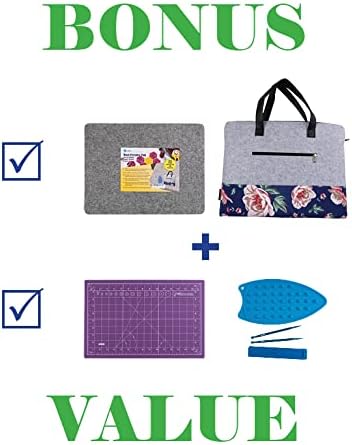 100% New Zealand Wool Pressing Mat for Quilting - Best Portable Wool Ironing Mat for Quilters - Includes Travel Bag, Cutting Mat, Iron Rest & Sewing Accessories and Supplies - 13.5"x17"x0.5" Iron Mat-Ruum Studio Home