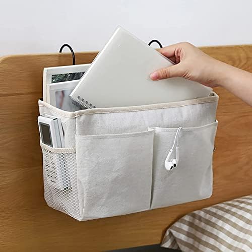Bedside Caddy Organizer & Bedside Storage Basket Multi-Function Organizer for Bunk, Hospital Beds, Dorm Bed Rails,| Holds Magazines, Books, Glasses, Phone | Space-Saving (White 2 Pack)-Ruum Studio Home