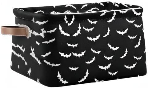 Storage Basket Bin Bats Halloween Goth Organizer Basket Collapsible Shelf Basket Cube with handle for Nursery Bedroom Bathroom-Ruum Studio Home