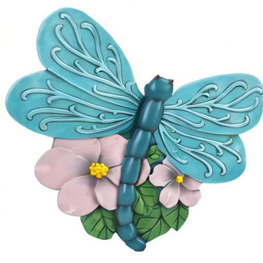 NAT & Jules Animal Character Shaped Dimensional Indoor Outdoor 11 inch Cast Resin Decorative Garden Stepping Stone, Patio, Walkway Sculpture Yard Art, Teal Blue Dragonfly-Ruum Studio Home