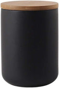 Ceramic Food Storage Jar Canister Modern Design Food Canisters with Airtight Seal Bamboo Lid, Loose Tea Coffee Spice Nuts Snacks Storage Jar Canister (Black 27.05oz/800ml)-Ruum Studio Home