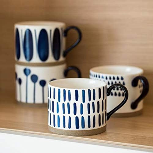 Koja 15 oz. Elegant Hand Painted Decorative Large Porcelain Ceramic Mug Set. 4 Decorative Mugs. Colorful Gift Pack. Impress & Entertain Family & Guests. Dishwasher Microwave Safe.-Ruum Studio Home