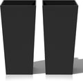 Tall Planters for Outdoor Plants, Large Resin Flower Pots for Garden, Front Porch, Patio, Indoor - Set of 2 (Black, 32 inch - 2 Pack)-Ruum Studio Home