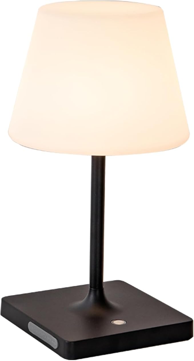 Outdoor Rechargeable Table lamp Cordless, Battery Operated Night Lights,Waterproof lamp for Shower,4000mAh LED 3 Colors Dimmable Touch Bedside Lamp for Coffee Shop Bath Patio -Black-Ruum Studio Home