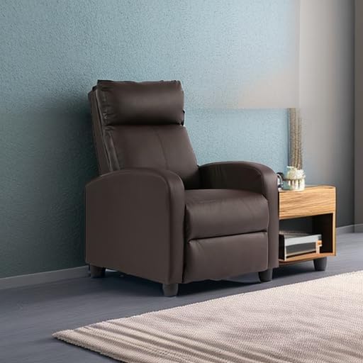 BestMassage | Recliner Chair | No Massage Function | Pu Brown | with Lumbar Support, Adjustable Push Back, Wide Armrests, Footrest & Padded Seat | Easy Assembly | for Living Room, Home Theatre-Ruum Studio Home