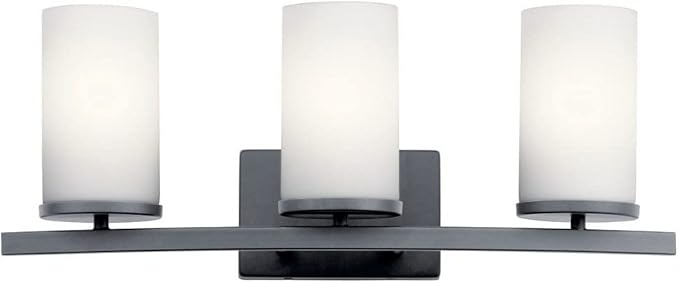 Kichler Crosby 23" Vanity Light in Chrome, 3-Light Contemporary Bathroom Light with Satin Etched Cased Opal Glass, (23" L x 8.75" H), 45497CH-Ruum Studio Home