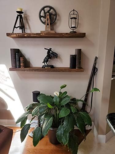 joelsantiques Floating Shelf, Wood Wall Shelf, Natural Wooden Home Decor for Bathroom Kitchen Bedroom, Hanging Mounted Invisible Bracket (Medium Brown, 7" Deep x 36" Wide)-Ruum Studio Home