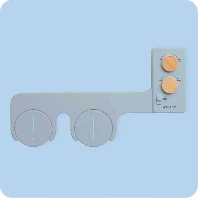 TUSHY Spa Warm Water Bidet Attachment for Toilet. Universal Fit, Easy Install (Requires Sink Access for Optional Temperature Control) Self Cleaning, Adjustable Pressure, Angle Control, Blue/Bamboo-Ruum Studio Home