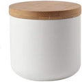 Ceramic Food Storage Jar Canister Modern Design Food Canisters with Airtight Seal Bamboo Lid, Loose Tea Coffee Spice Nuts Snacks Storage Jar Canister (White 8.79oz/260ml)-Ruum Studio Home