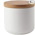 MilkyWay Food Storage Jar Strong Ceramic Storage Canisters with Airtight Seal Bamboo Lid Modern Design Seal Damp-Proof Kitchen Jar for Coffee, Tea, Spice and More (White(S: 8.7oz/260ml))-Ruum Studio Home