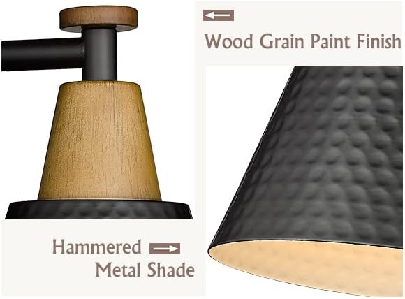 FEMILA Black Bathroom Light Fixtures, 2-Light Bathroom Vanity Lights Over Mirror with Hammered Metal Shade, Modern Wall Sconces Lighting for Kitchen Bedroom Living Room, 4FG59B-2W BK-Ruum Studio Home