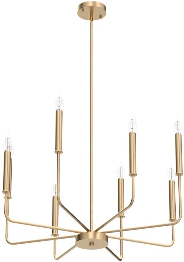 Modern Gold Farmhouse Chandeliers, 8-Light Industrial Metal Chandelier Lighting, Classic Candle Hanging Pendant Light Fixtures for Kitchen Bedroom, Dining Room, Living Room,Foyer-Ruum Studio Home