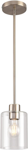 Brushed Nickel Pendant Lights,Modern Farmhouse Pendant Light,Light Fixture Kitchen Pendant Mini Hanging Light for Sink Island,Adjustable Height,Home Décor Lighting(Brushed Nickel 1 pack Stem Rod)-Ruum Studio Home