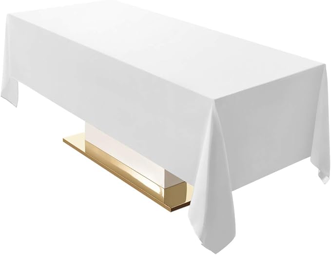 Surmente White Rectangle Tablecloth 60 x 120-inch Rectangular Polyester Table Cloth for Weddings, Banquets, or Restaurants-Ruum Studio Home