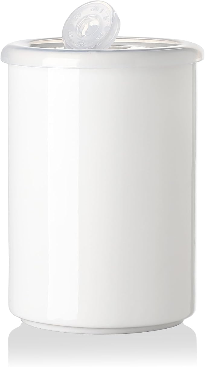 Sweejar Ceramic Food Storage Jar, Salt Container with Airtight Plastic Lid & Date Tracker, 28 Oz Kitchen Canisters for Flour, Rice, Sugar, Coffee, Spices, Pantry Organization (White)-Ruum Studio Home