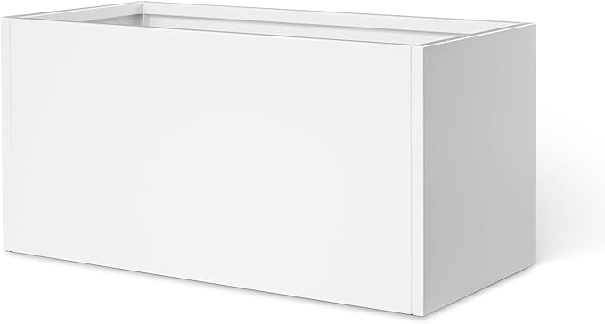 White Steel Planter Outdoor Indoor Planter Box Galvanized Steel Metal Large Planters Rectangular Flower Pot 31.5 In L x 16 In W x 16 In H Modern Commercial Residential for Trees Patio Deck Yard Garden-Ruum Studio Home