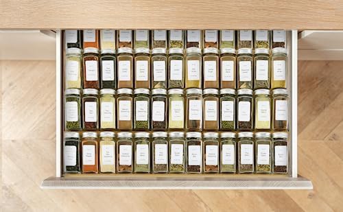 Spice Drawer Organzier,4 Tiers Bamboo Spice Rack Tray Insert for Cabinet Drawer Countertop, Kitchen Seasoning Storage Drawer Organization,14.57" Wide x 15.8" Deep （Hold UP To 32 Jars-Ruum Studio Home