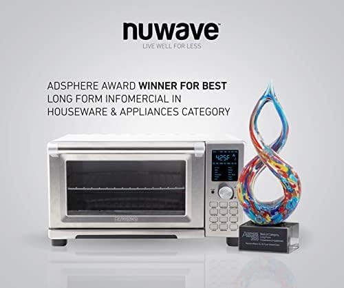 Nuwave Bravo Air Fryer Toaster Smart Oven, 12-in-1 Countertop Convection, 30-QT XL Capacity, 50°-500°F Temperature Controls, Top and Bottom Heater Adjustments 0%-100%, Brushed Stainless Steel Look-Ruum Studio Home