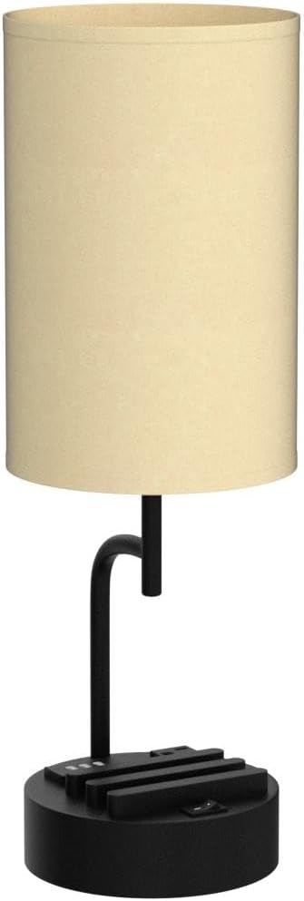 Dreamholder Table Lamp with 3 USB Charging Ports, Modern Desk Lamp with AC Outlet and Phone Stands, Perfect Bedside Lamp for Bedroom, Living Room, Office (Pack of 2), Cream-Ruum Studio Home